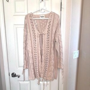 👍🏻💥💥SALE!!💥💥Love And Lemons long Cream cable knit cardigan frt ties XS oversize